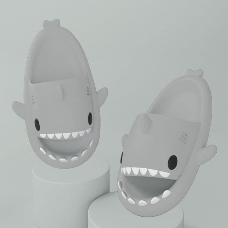 Adult's Slippers Indoor Outdoor Funny Shark Cartoon - Image 2